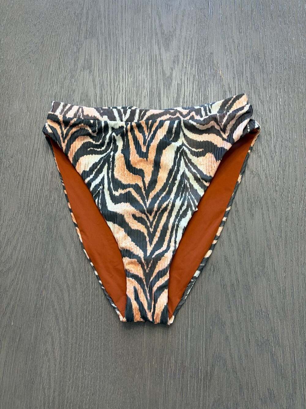 BECCA Swim Hi Waist Hi Leg Swimsuit Bottom Animal Print